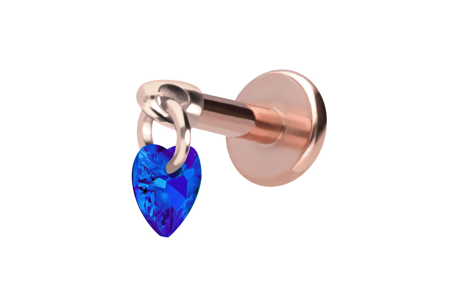 Titan Labret Piercing mit Innengewinde KRISTALLHERZ